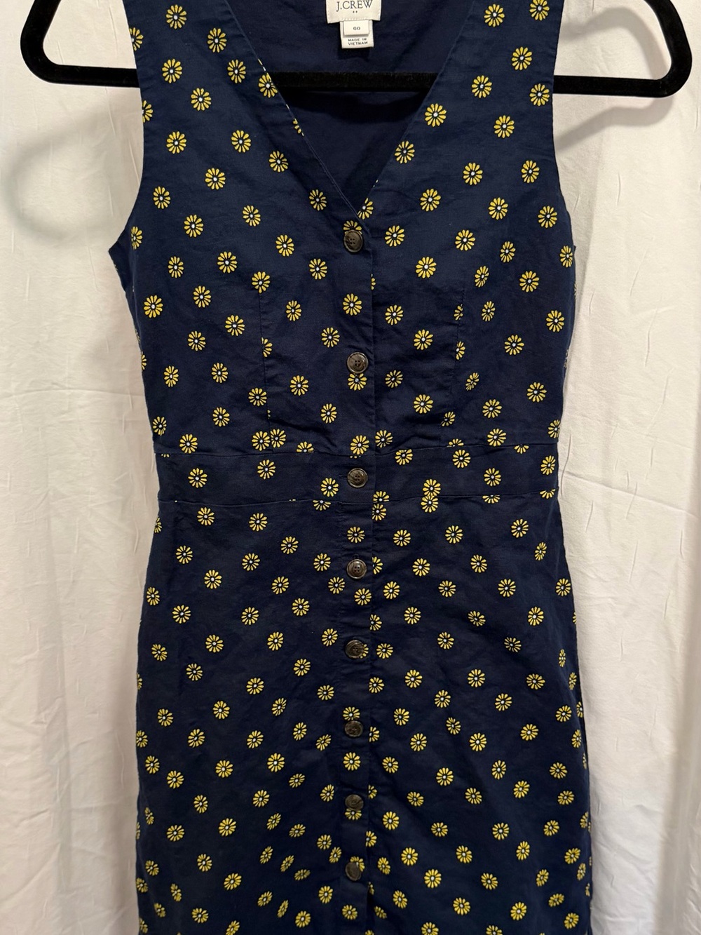 J. Crew Navy Dress with Yellow Daisies